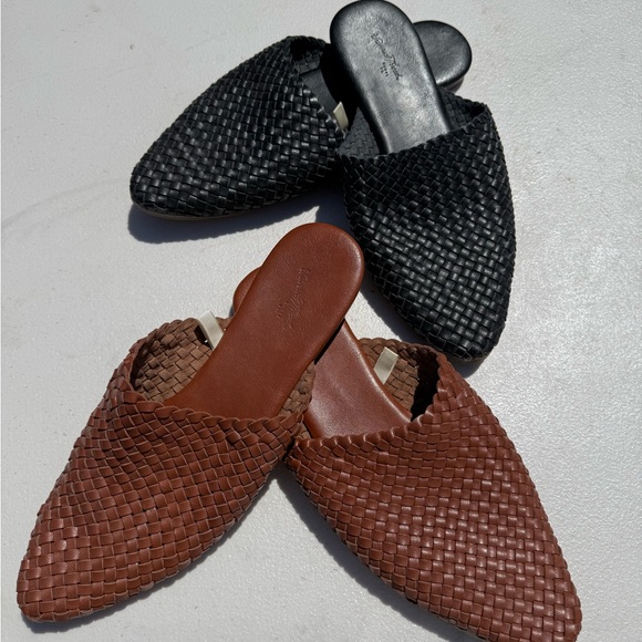 Universal Thread Woven Black and Brown Slip-On Mules Set - Picture 2 of 10